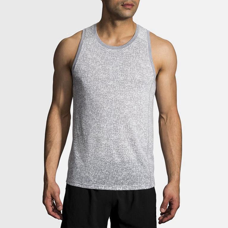 Brooks Distance Hombre Camiseta Sin Mangas - Blancos (0954FBSEW)